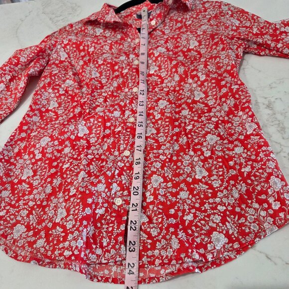 J. Crew Slim Perfect Shirt XS In Liberty Summer Blooms Print Red Long Sleeve Top - Picture 10 of 12